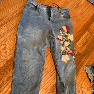 flower print mom jeans